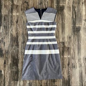 Tommy Hilfiger Navy and White Striped Midi Dress